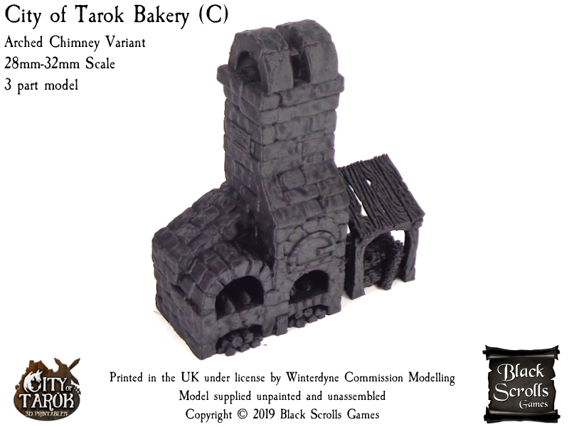 City of Tarok Bakery (C) - Arched Chimney building suits 28mm Warhammer Kings...