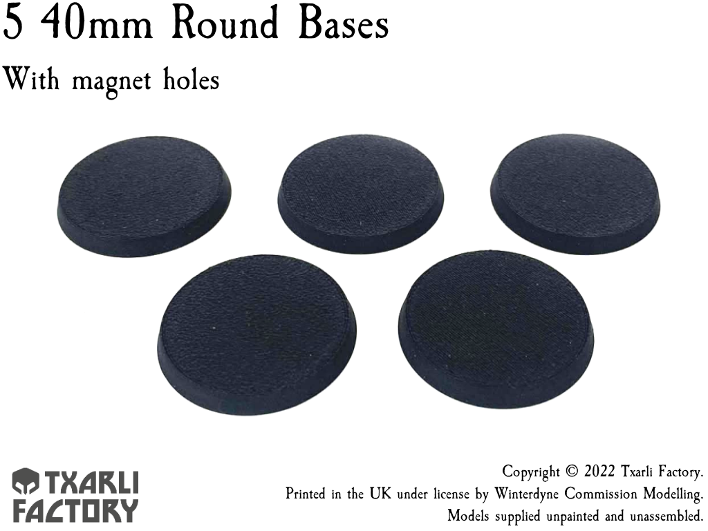 40mm Round Bases For Warhammer / 40k / AOS / D&D – Textured Top, High-Grade ABS (10-Pack?) – Battle Master Bases, UK Made