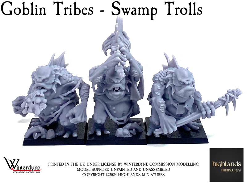 Highlands Swamp/River Trolls – Suits Warhammer The Old World/Fantasy Battles/Kings of War/Dragon Rampant – 28-32mm Scale