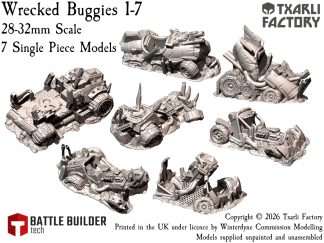 Txarli Factory Wrecked Ork Buggies - Suits Warhammer 40k, Stargrave, One Page Rules etc.
