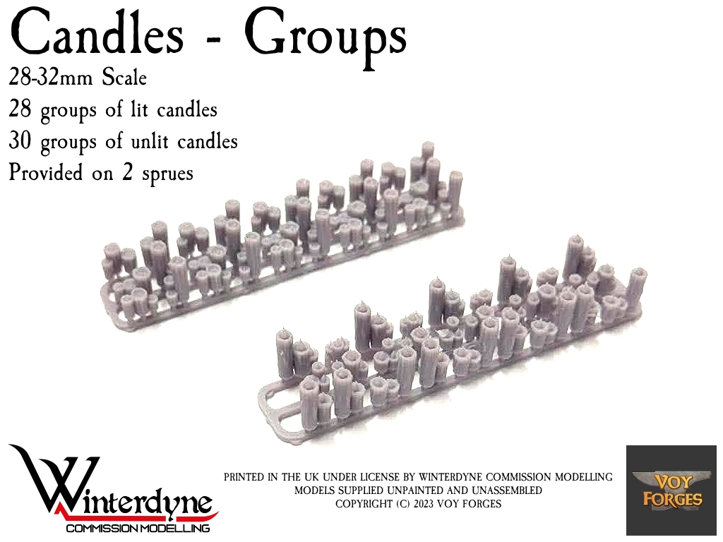 Voy Forges Candle Groups for Basing - Set of 58 models- suits Warhammer, 40k, Kings of War etc.