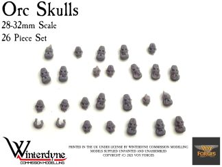 Voy Forges Orc/Ork Skulls for Basing - Set of 26 models- suits Warhammer, 40k, Kings of War etc.